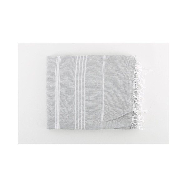 Svetlo siva bombažna kopalna brisača Hammam Sultan, 100 x 180 cm-image-2