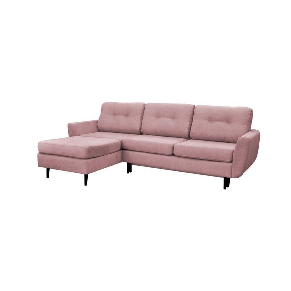 Svetlo roza kavč s črnimi nogami Mazzini Sofas Hortensia, levi kot-image-1
