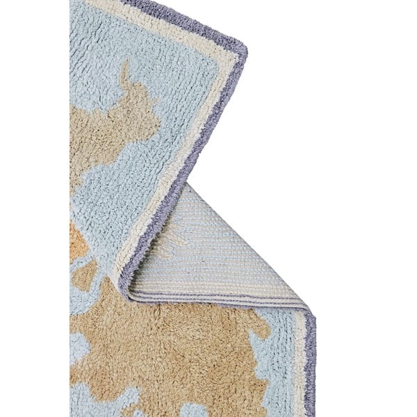 Modro-bež ročno tkana pralna bombažna otroška igralna preproga 70x100 cm Mini Worldmap – Lorena Canals-image-3