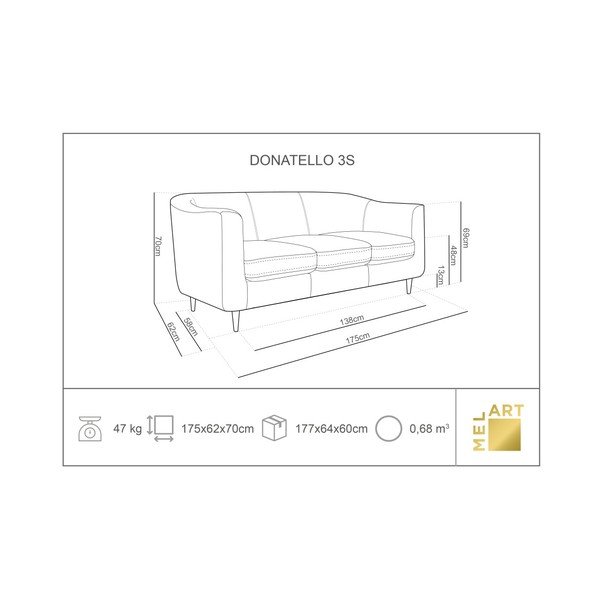 Bež žametni kavč Kooko Home Glam, 175 cm-image-2