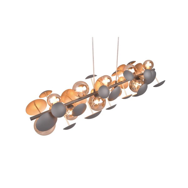 Siva/zlata viseča svetilka s steklenim senčnikom Bubble – Trio Select-image-4