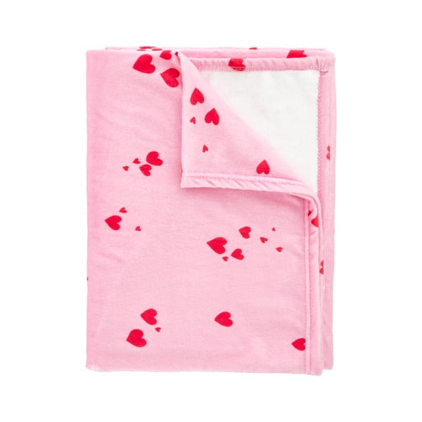 Rožnata odeja iz flisa 200x240 cm Heart – Catherine Lansfield