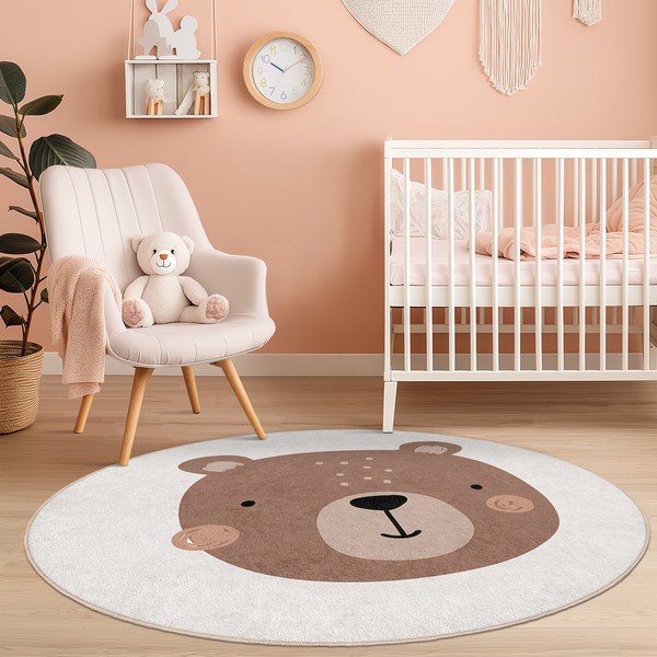 Rjava/kremno bela pralna otroška preproga ø100 cm Teddy Bear – Mila Home-image-4