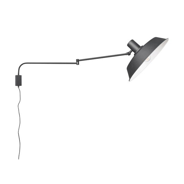 Mat črna stenska svetilka z upogljivo konstrukcijo z vtikačem ø 35,5 cm Bolder – Trio