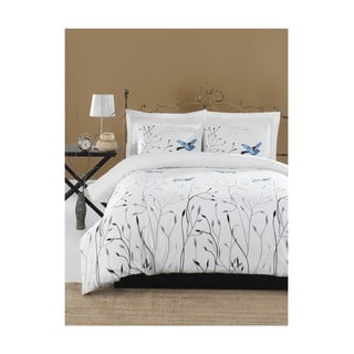 Posteljnina z rjuho za zakonsko posteljo iz bombaža Mijolnir Fidella Blue, 200 x 220 cm
