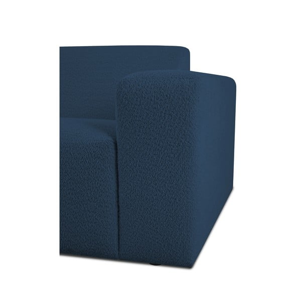 Temno modra kotna sedežna garnitura iz tkanine bouclé (v obliki črke "U") Roxy – Scandic-image-3