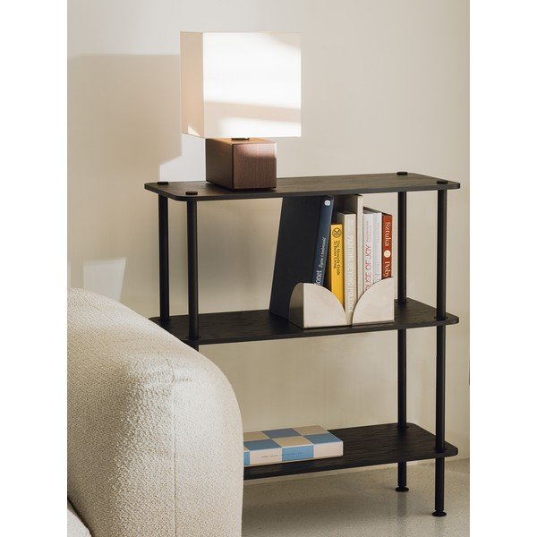 Črn regal v hrastovem dekorju 80x90,5x35 cm Teidi – noo.ma-image-1