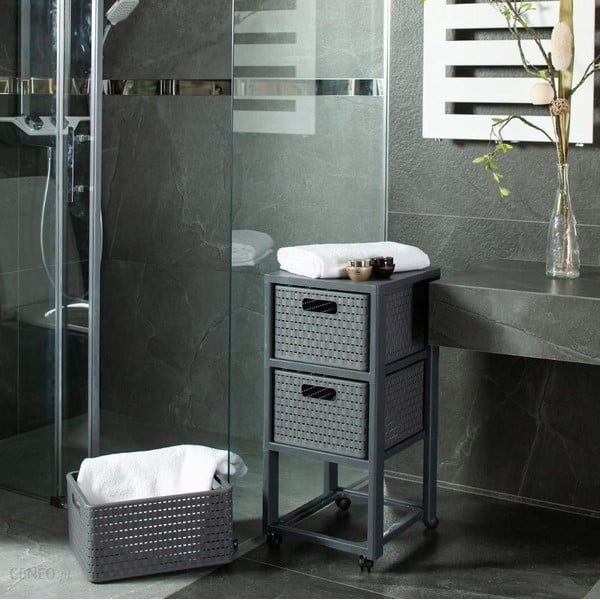 Antracitno siva plastična kopalniška polica 32,5x71 cm Country – Rotho-image-1