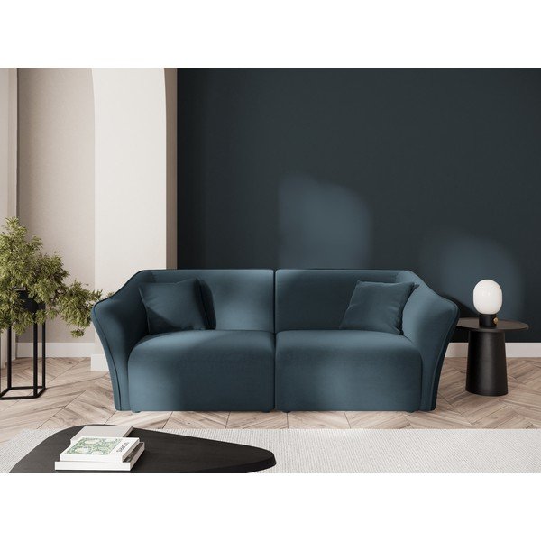 Modra žametna sedežna garnitura 206 cm Tokyo – Cosmopolitan Design-image-1