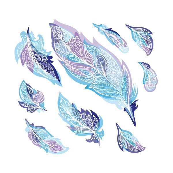 Komplet 9 nalepk Ambiance Boho Feathers-image-2