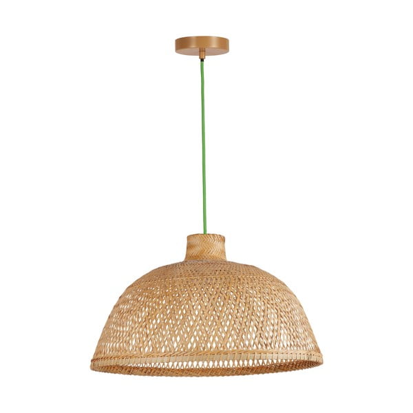 Zelena/naravna viseča svetilka z bambusovim senčnikom ø 52 cm – SULION