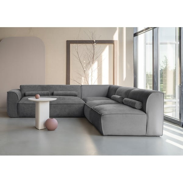 Siva kotna sedežna garnitura (desni kot) Flex Felix – Miuform-image-1