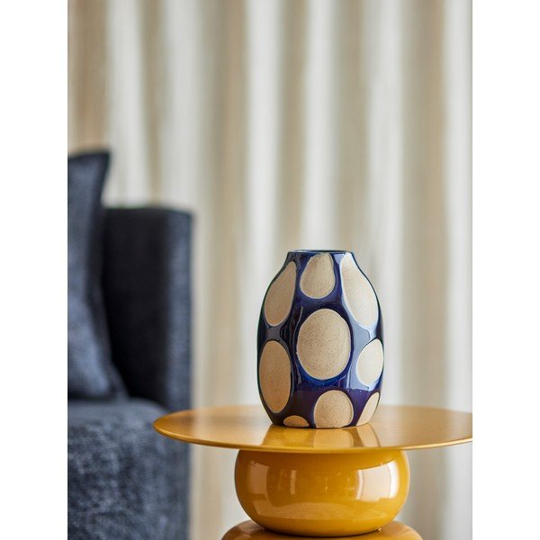 Temno modra/kremno bela vaza iz kamenine (višina 20 cm) Bashir – Bloomingville-image-1