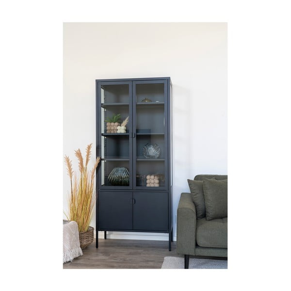 Črna kovinska vitrina 80x180 cm Brisbane – House Nordic-image-4