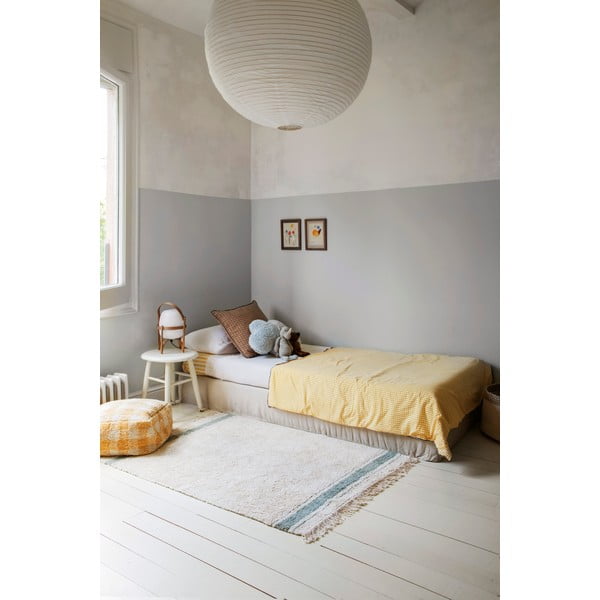 Modra/kremno bela pralna ročno tkana bombažna preproga 90x130 cm Gastro Vintage Blue – Lorena Canals-image-1