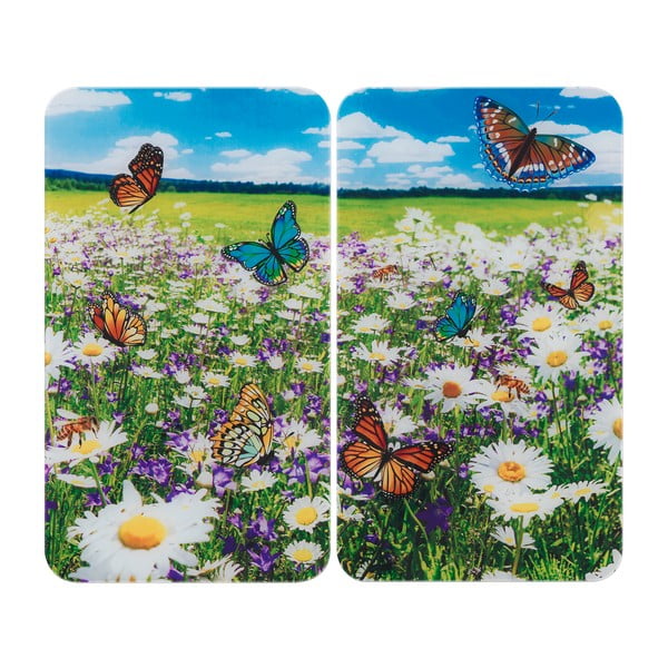 Zaščitne plošče za štedilnik iz kaljenega stekla 2 ks 52x30 cm Summer Meadow – Maximex