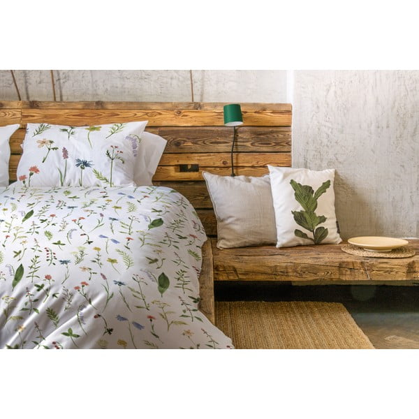 Bela/zelena enojna posteljnina iz bombažnega satena 140x200 cm – Butter Kings-image-1