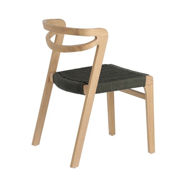 Vrtni stol iz evkaliptusovega lesa s temno zelenim prepletom Kave Home Ezilda-image-3