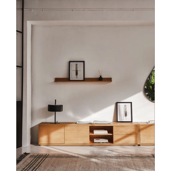 TV omarica v hrastovem dekorju v naravni barvi 200x44 cm Abilen - Kave Home-image-1