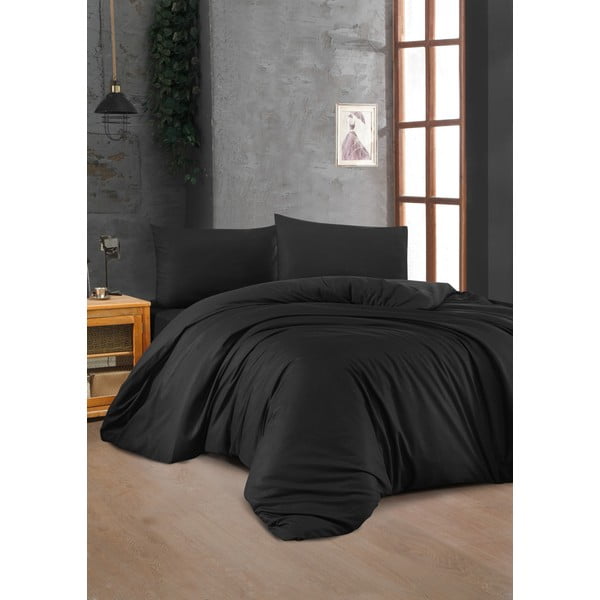 Črna enojna bombažna posteljnina 140x200 cm – Mijolnir