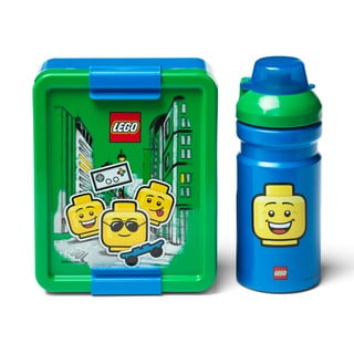 Komplet zeleno-modre škatle za prigrizke in steklenice LEGO® Iconic