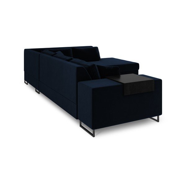 Modra žametna kotna raztegljiva sedežna garnitura Cosmopolitan Design York, desni kot-image-4