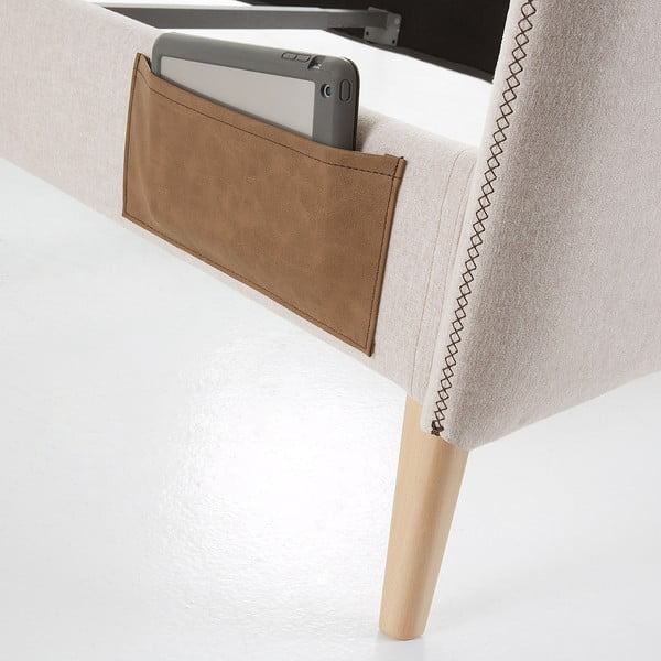 Bež zakonska postelja Kave Home Lydia, 160 x 200 cm-image-1