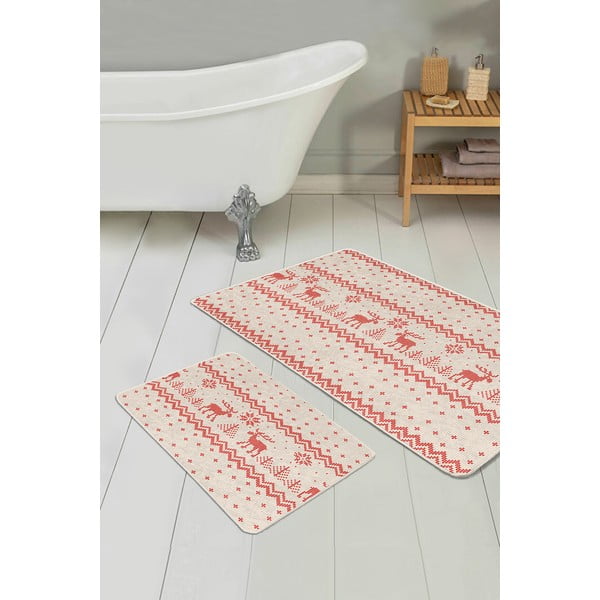 Rdeče/bež kopalniške preproge v kompletu 2 ks 60x100 cm – Mila Home-image-3