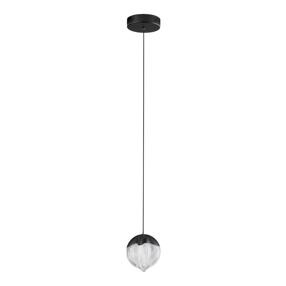 Mat črna aluminijasta LED zatemnitvena viseča svetilka s steklenim senčilom