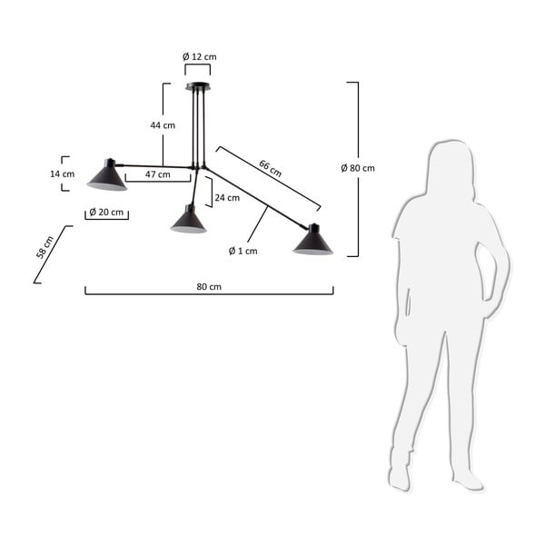 Črna stropna svetilka 80x80 cm Dione – Kave Home-image-3