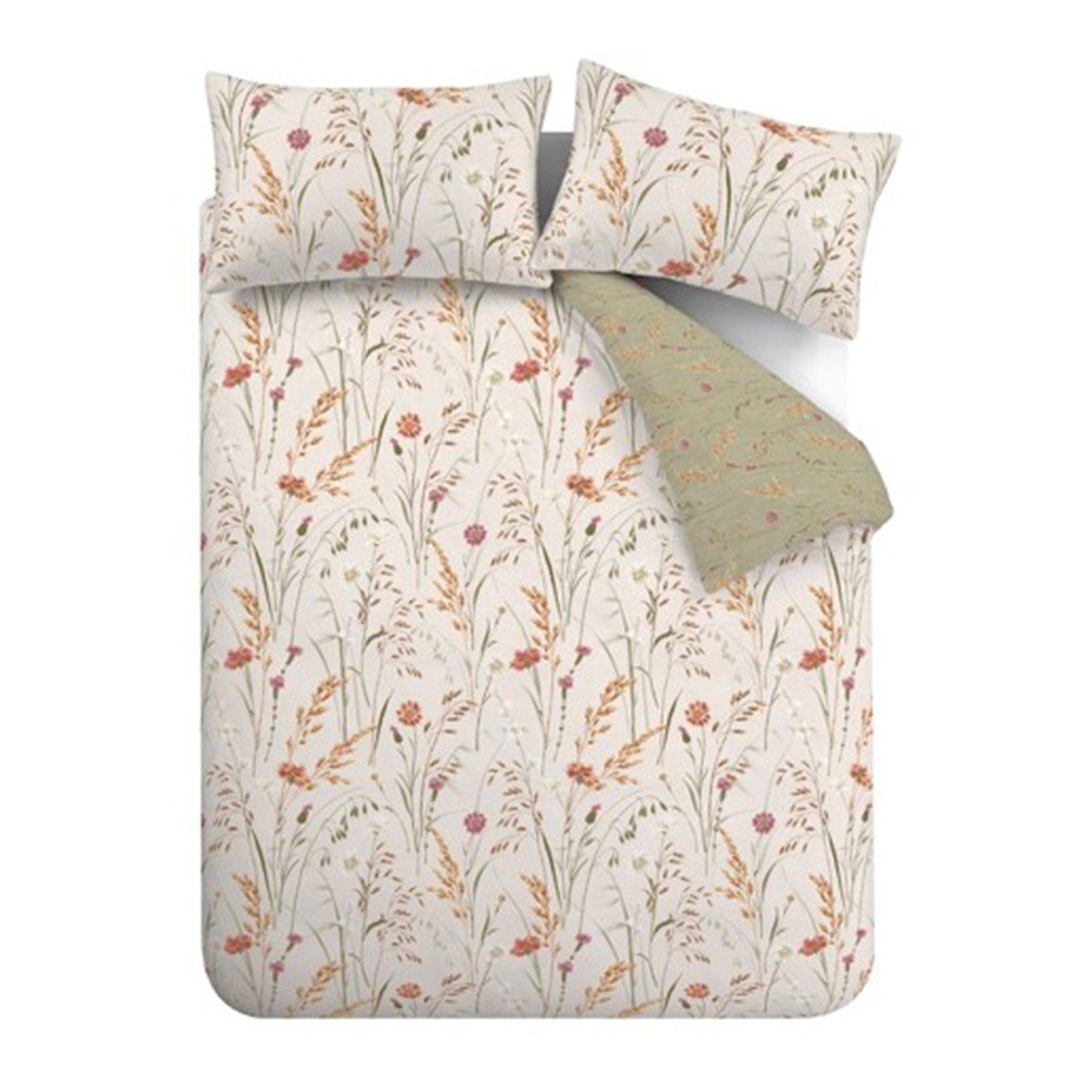 Zelena/rjava enojna flanelna posteljnina Grasmere Floral