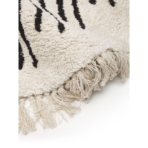 Bež in črna ročno tkana bombažna preproga Westwing Collection Fini, ø 150 cm-image-2
