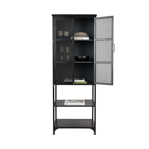 Črna kovinska vitrina 60x161 cm Denver – Dutchbone-image-3