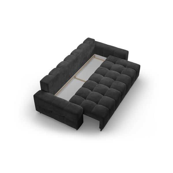 Temno siva žametna raztegljiva sedežna garnitura s prostorom za shranjevanje 250 cm Wicklow – Cosmopolitan Design-image-3