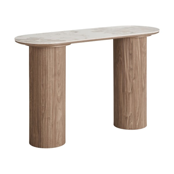 Bež/v naravni barvi stranska mizica z mizno ploščo v marmornem dekorju 40x120 cm Athens – House Nordic