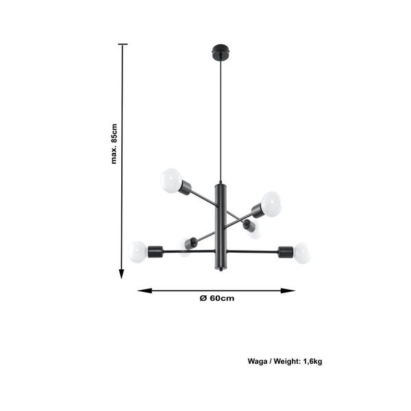Črna viseča svetilka Sollux Donato 6-image-4