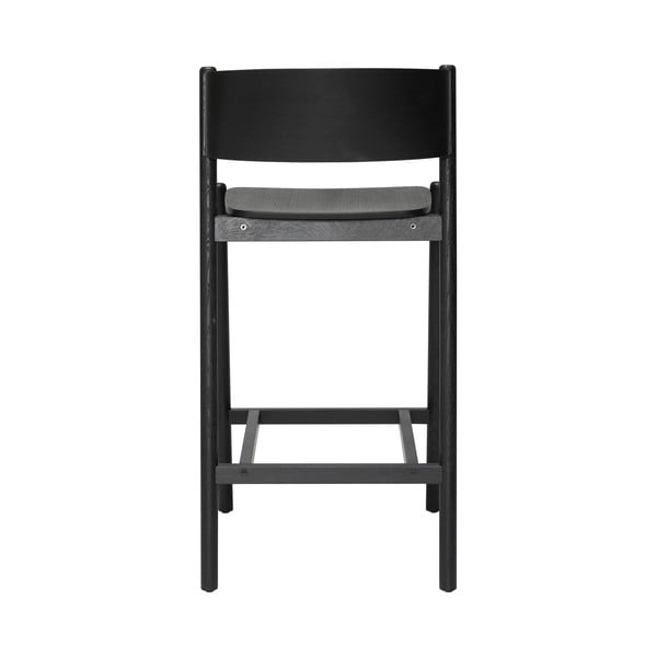 Črn barski stol v hrastovem dekorju (višina sedeža 75 cm) Oblique – Hübsch-image-3