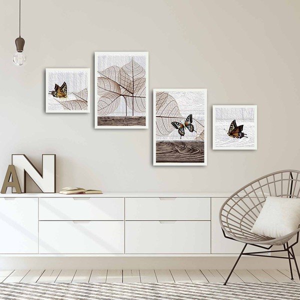 Večdelna slika Listi in metulj, 136 x 75 cm-image-1