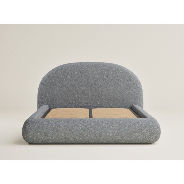 Siva oblazinjena zakonska postelja s prostorom za shranjevanje z letvenim dnom 140x200 cm Maumere – Maison de Rêve-image-2