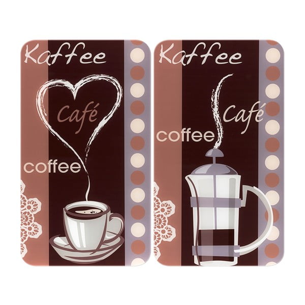 Komplet 2 steklenih zaščitnih plošč za štedilnik Maximex Coffee, 52 x 30 cm