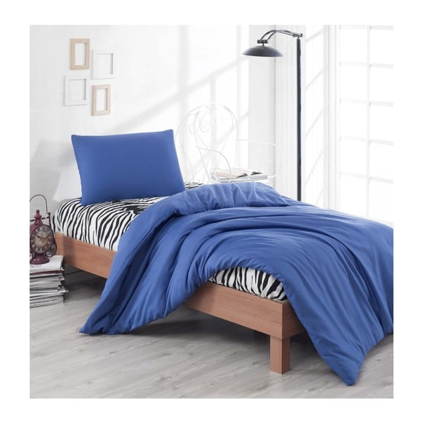 Modro posteljno perilo z rjuho za enojno posteljo Reterro Luna, 160 x 220 cm