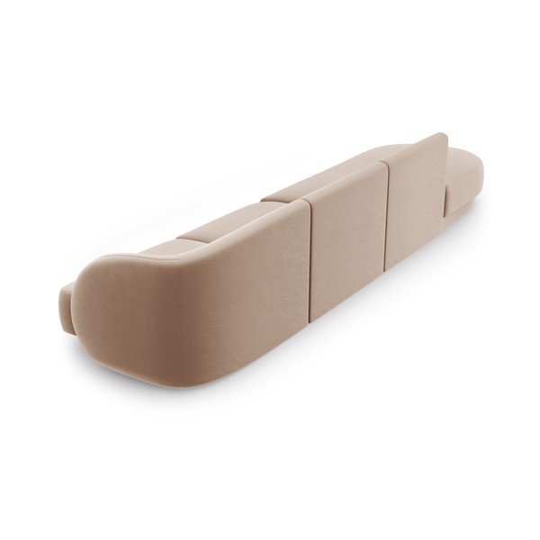 Bež žametna sedežna garnitura 302 cm Miley – Micadoni Home-image-4