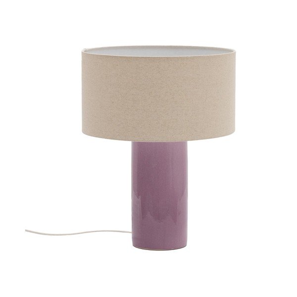 Vijolična/bež namizna svetilka s tekstilnim senčilom (višina 52 cm) Toneric – Kave Home