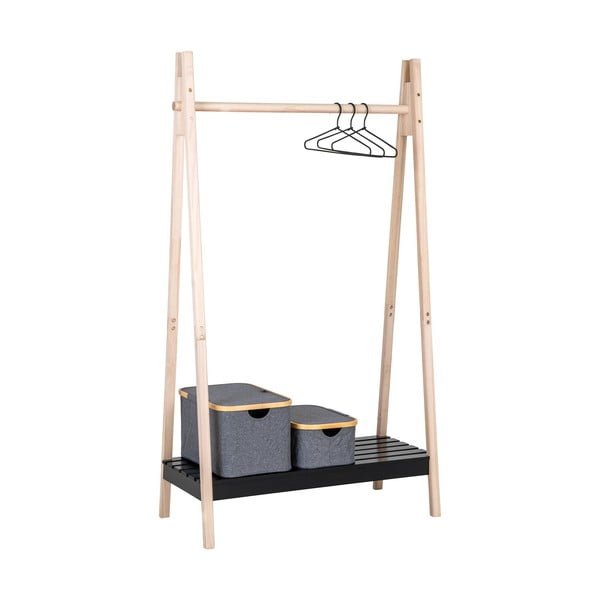 Črno stojalo za oblačila iz masivnega lesa pavlovnia Torino - House Nordic-image-1
