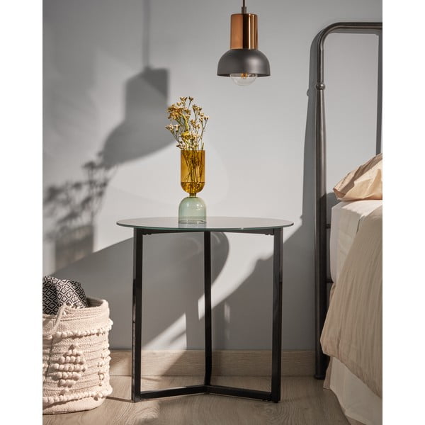 Črna dodatna mizica Kave Home Marae, ⌀ 50 cm-image-2