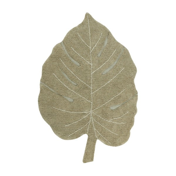 Kaki zelena pralna ročno tkana bombažna otroška preproga 120x180 cm Monstera Olive – Lorena Canals