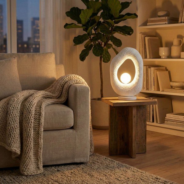 Bela kovinska namizna svetilka (višina 50 cm) Lore – Opviq lights-image-1