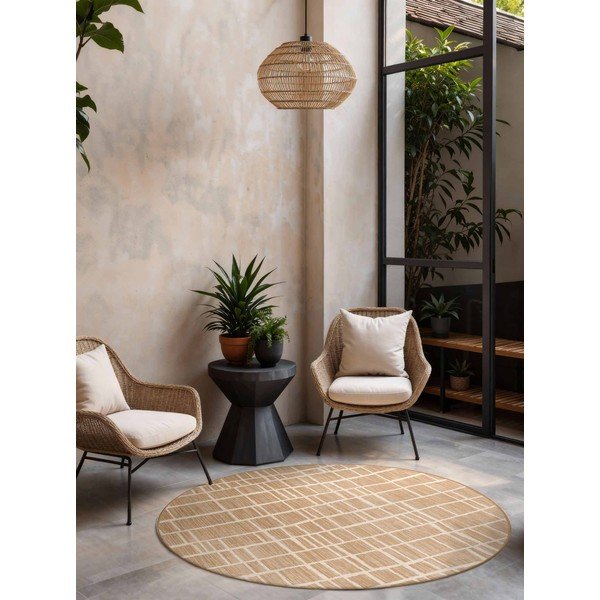 Kremno bela/v naravni barvi okrogla notranja in zunanja preproga ø 160 cm Haringey Crouch – Ted Baker-image-1