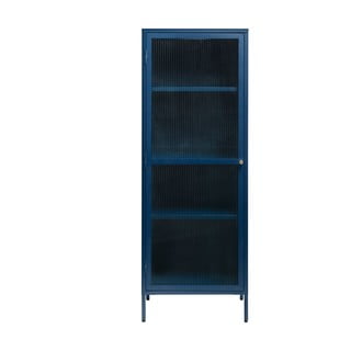 Modra kovinska vitrina Unique Furniture Bronco, višina 160 cm