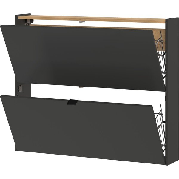 Antracitno siva preklopna/stenska omarica za čevlje v hrastovem dekorju 100x83x18 cm Ameca – Germania-image-3